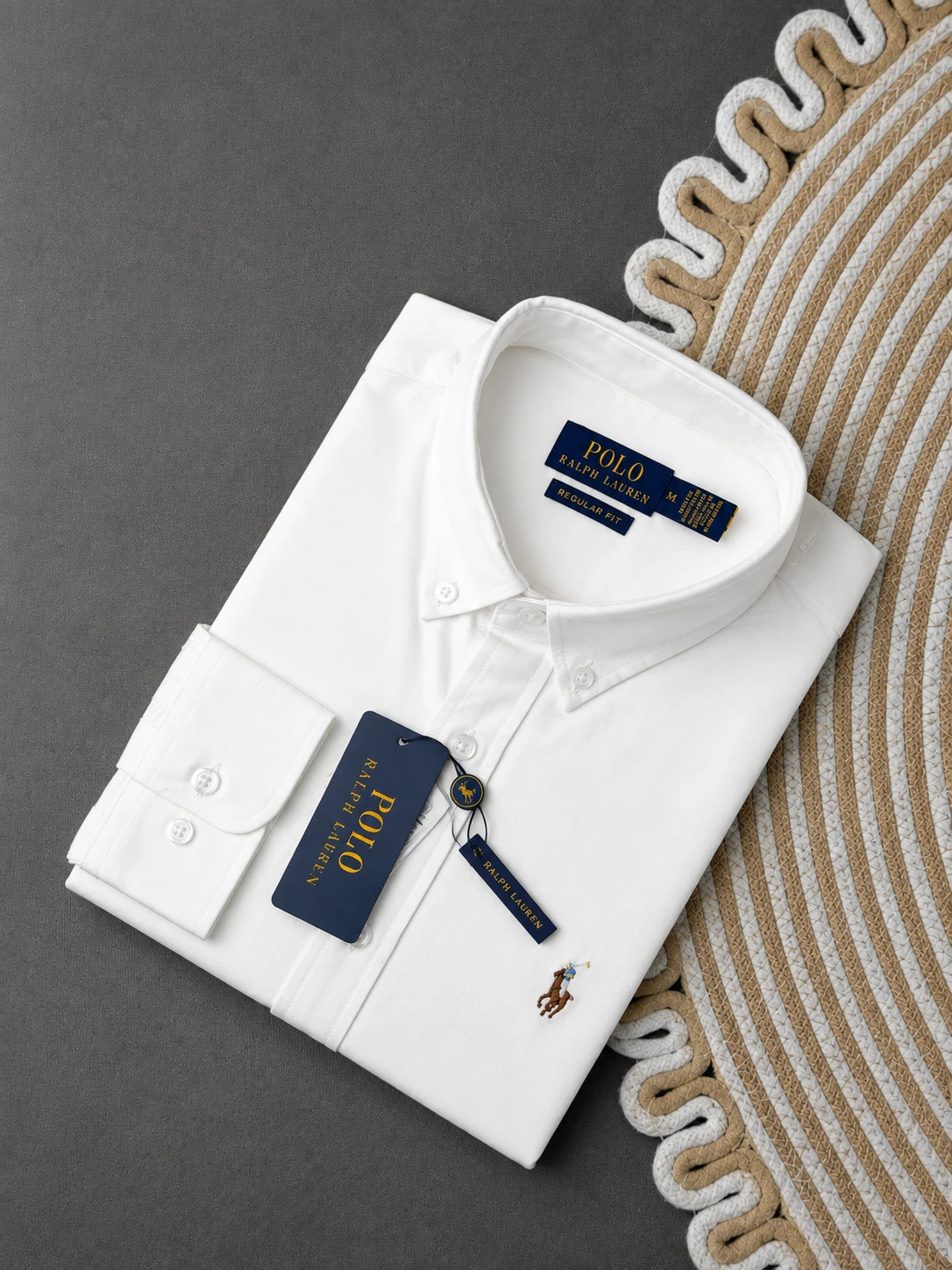 Regular Fit Garment-Dyed Oxford Shirt-White