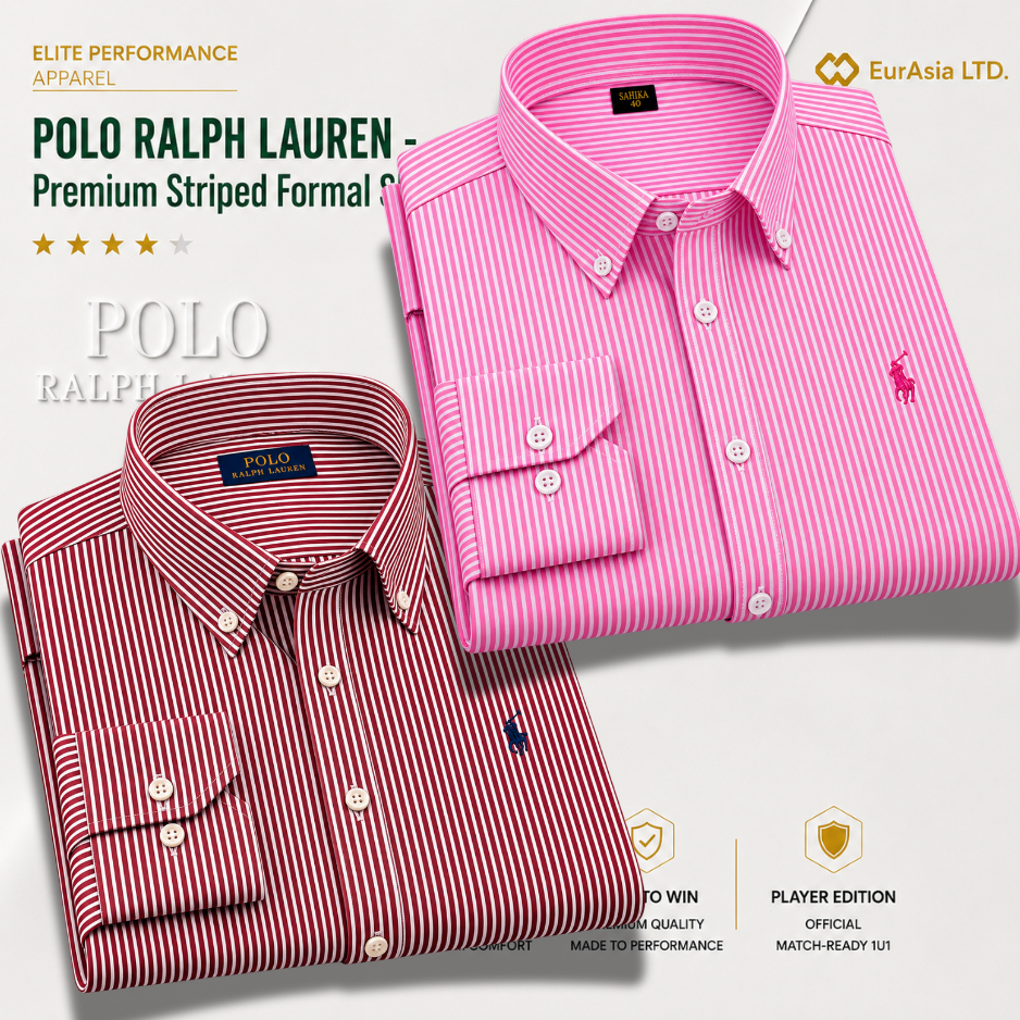 2 Pes Combo- Custom Fit Striped Stretch Poplin Shirt (Colour: Carmel Wine /Pink)