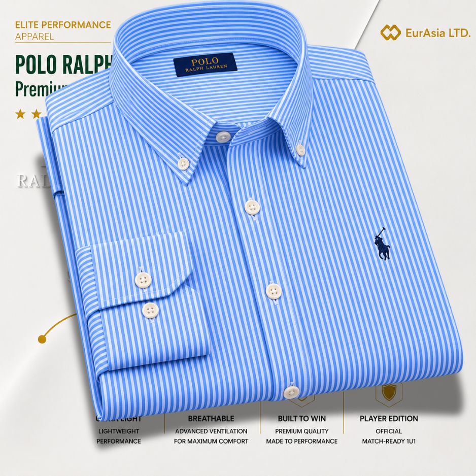 Custom Fit Striped Stretch Poplin Shirt (Colour: Light Blue/White)